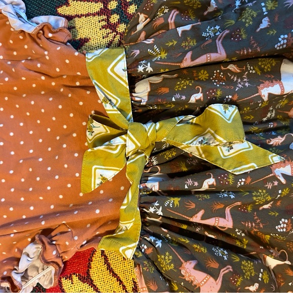 mixed pattern hippie dress with belt - Picture 5 of 5